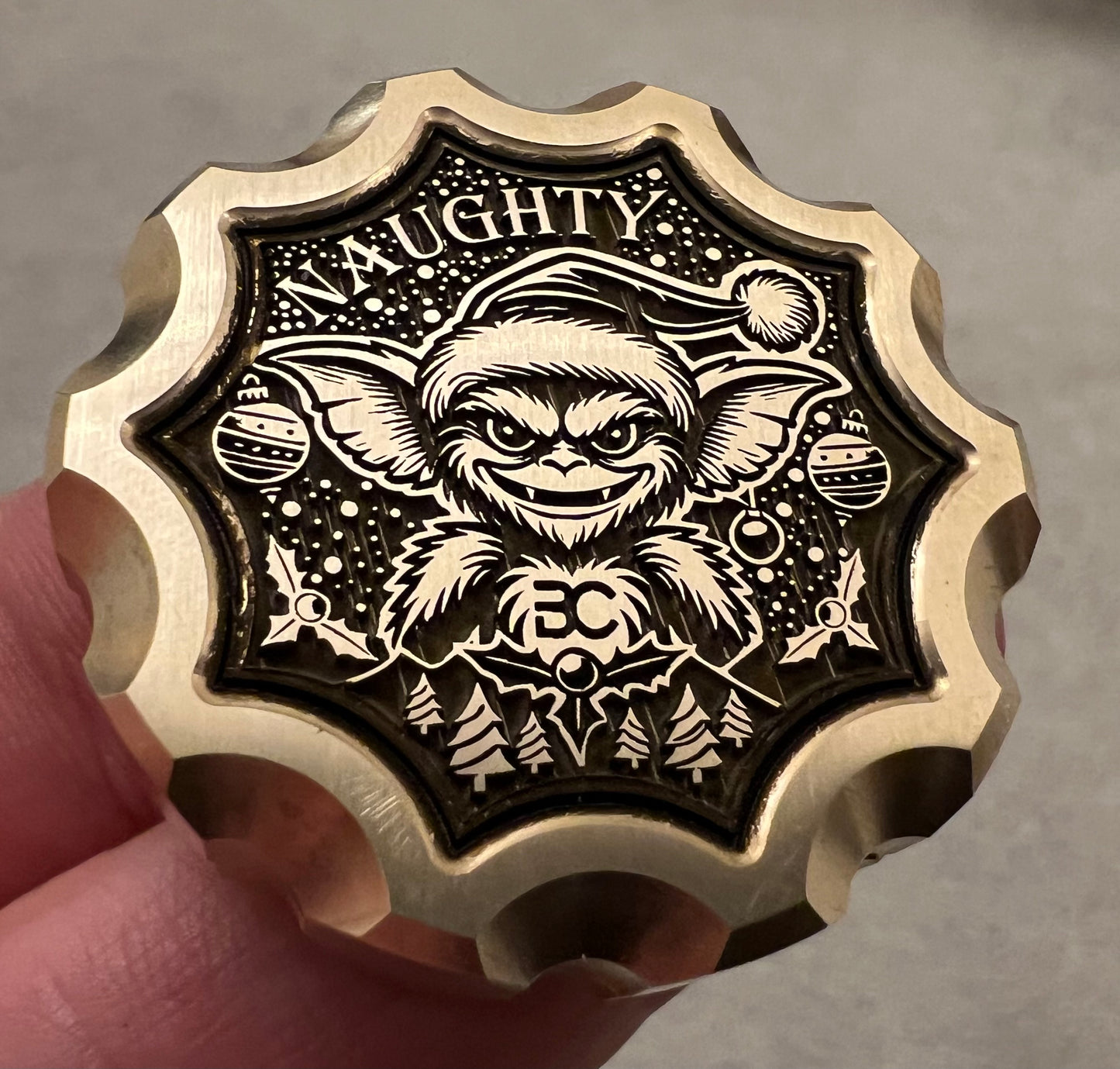 Naughty or Nice Haptic coin - Brass