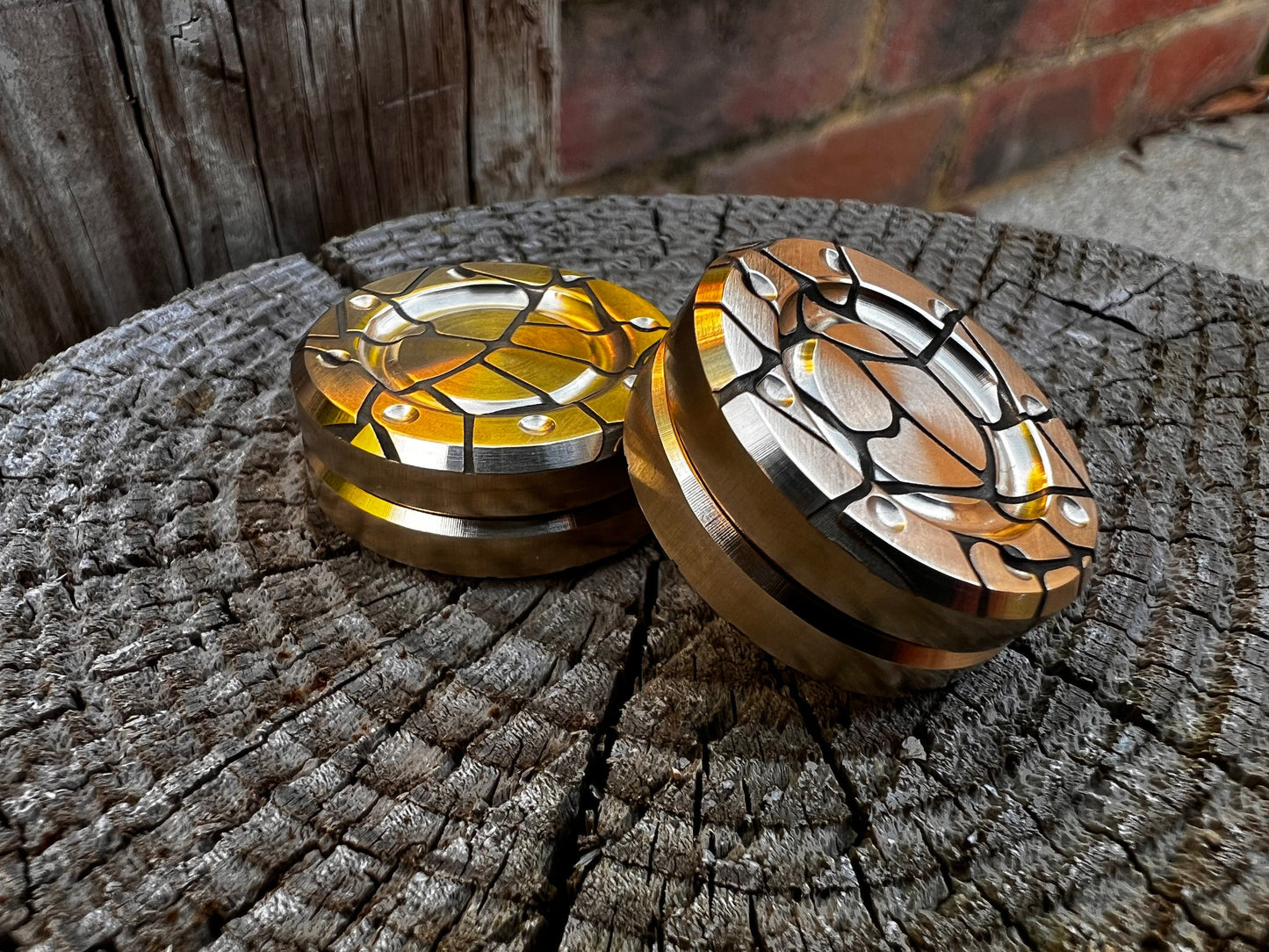 Mini Cracked Porthole Haptic Coin / Fidget / Worry coin / Brass EDC / Sensory toy